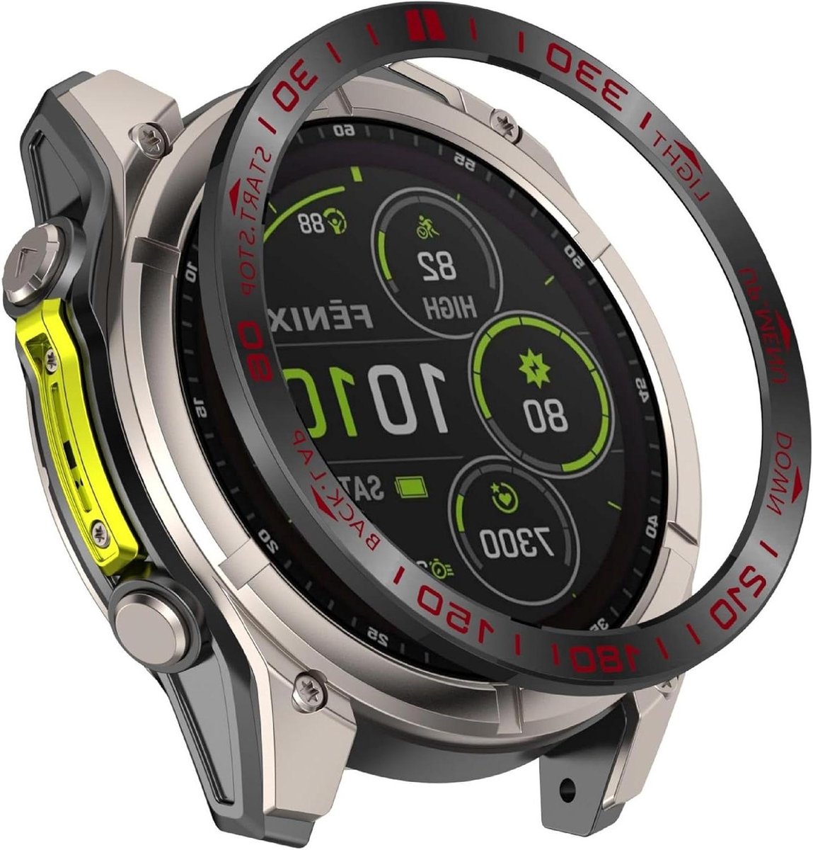 Beschermring Smartwatch - Randbescherming Horloge - Smartwatch Beschermen - Aluminium Legering - 51 mm - Zwart/Rood
