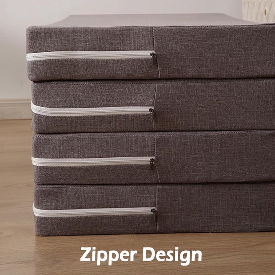 Opvouwbare Matras - Logeerbed Gastenmatras - Kamperen Reizen - Afneembare Wasbare Hoes - 200x70x5cm - Helder Grijs — afbeelding 4