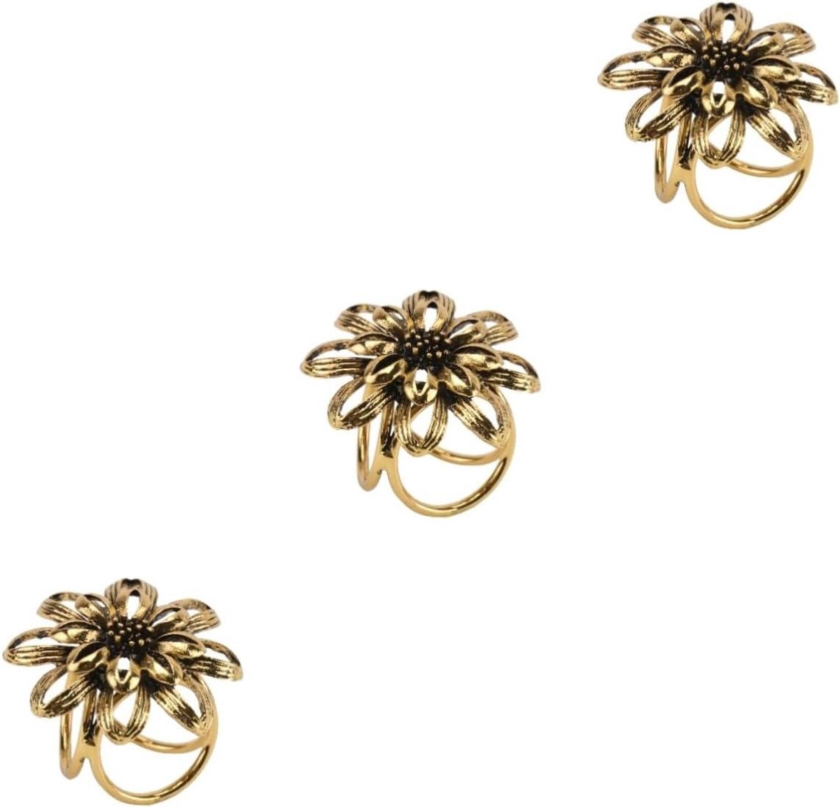 Scarf Clip Set - Sjaalhouder Ring - Kleding Versieren - Drie Ringen Bloemen - 3.8 cm - Goud