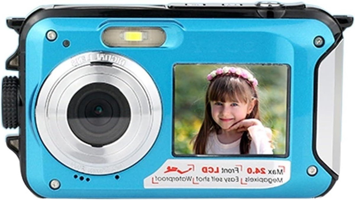 Waterdichte Digitale Camera - Actie Camcorder Outdoor - Vakantie Fotografie - Dubbel Scherm Anti-Shake - 48MP - Blauw