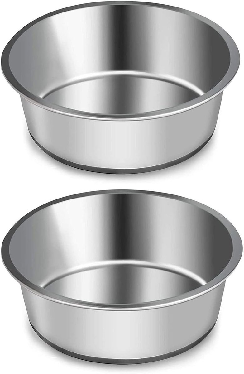 RVS Hondenvoer- en Waterbak met Antislip Siliconen Basis voor Middelgrote en Grote Honden, Set van 2, 20 cm, Duurzaam en Makkelijk Schoon te Maken