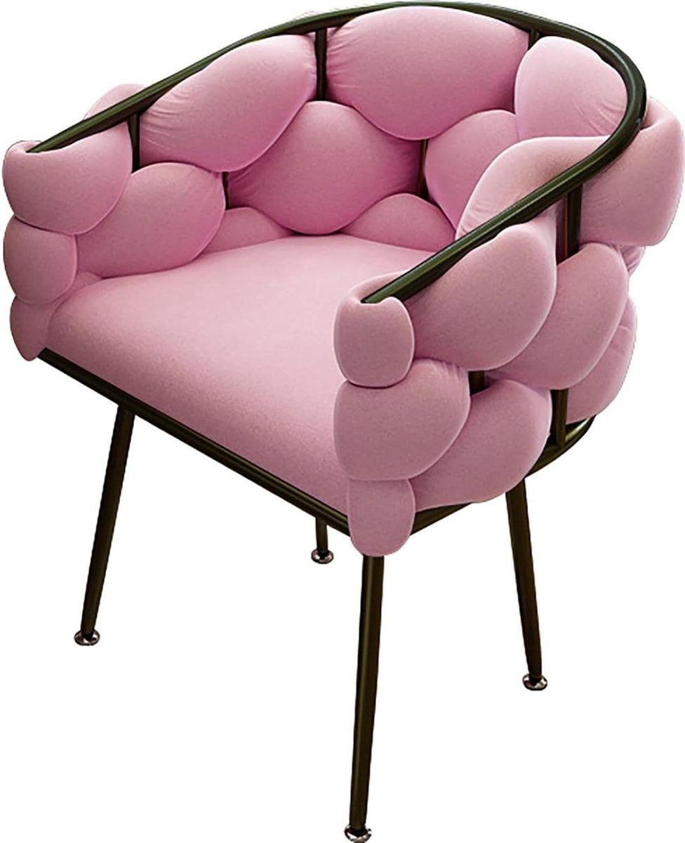 Make-up Kruk - Kapstoel Kruk - Comfortabel Zitten - Verdikt Stalen Frame - Size - Roze Zwart