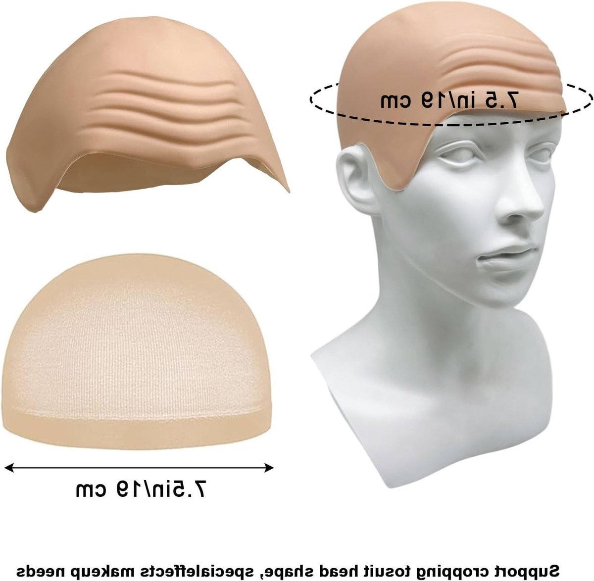 2 Stuks Rimpelloze Hoofdkap voor Cosplay, Latex Hoofdkap en Haarnet, Perfect voor Fictieve Scalp Accessoires en Kostuums