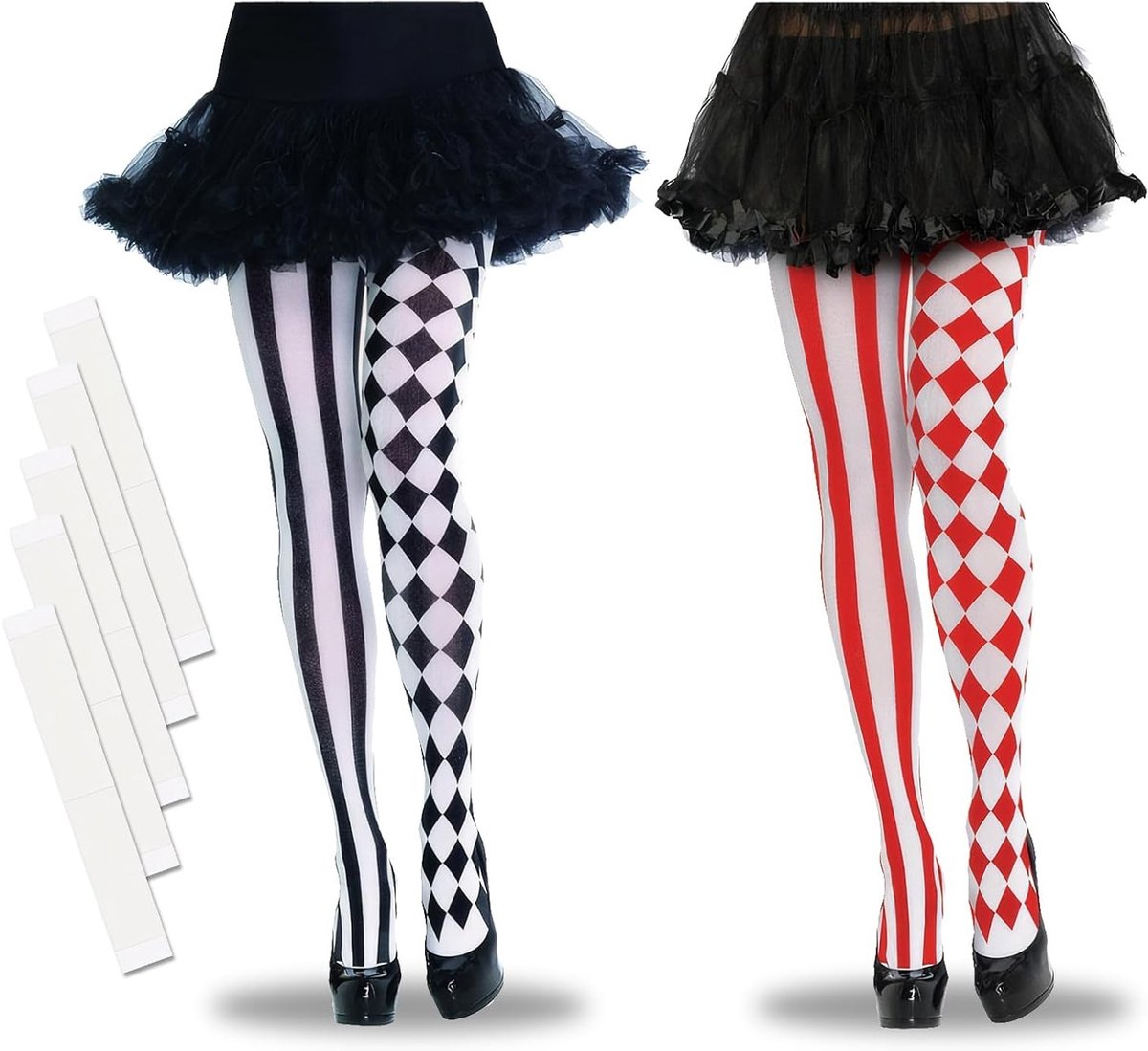 Overknee Kousen voor Vrouwen in Zwart en Wit met Strepen - Perfect Accessoire voor Circus Kostuum, Pierrot Kostuum en Clown Outfit voor Carnaval en Halloween Feestjes