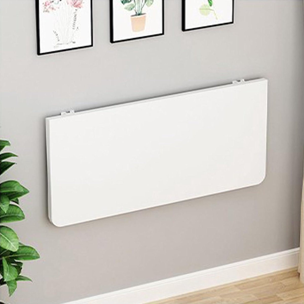 Klaptafel Bureau - Wandbureau Inklapbaar - Ruimte Besparen - Met Plank - W50xL40cm - Wit