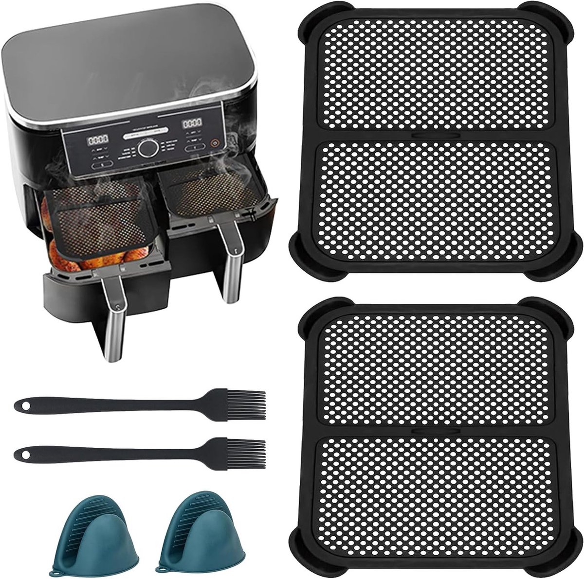 Siliconen Splash Guard voor het Airfryer en Heißluftfritteuse, Set van 2, Bescherming tegen Spatten en Vuil