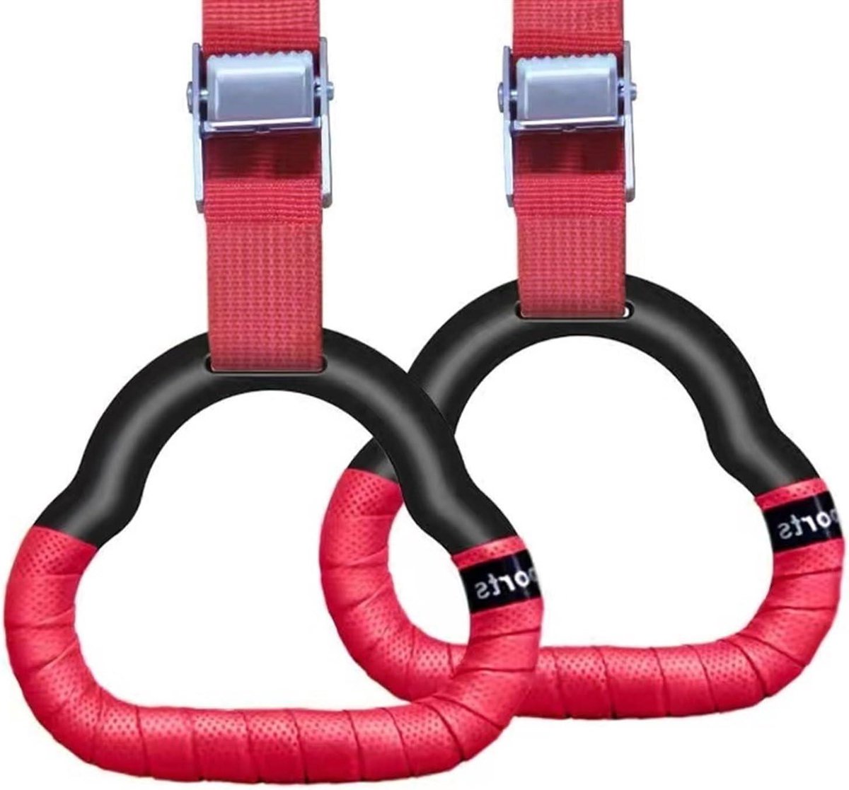 Gymnastiekringen - Fitnessringen Kind - Krachtraining Thuis - Antislip Grip Ontwerp - 13 x 12 cm - Rood