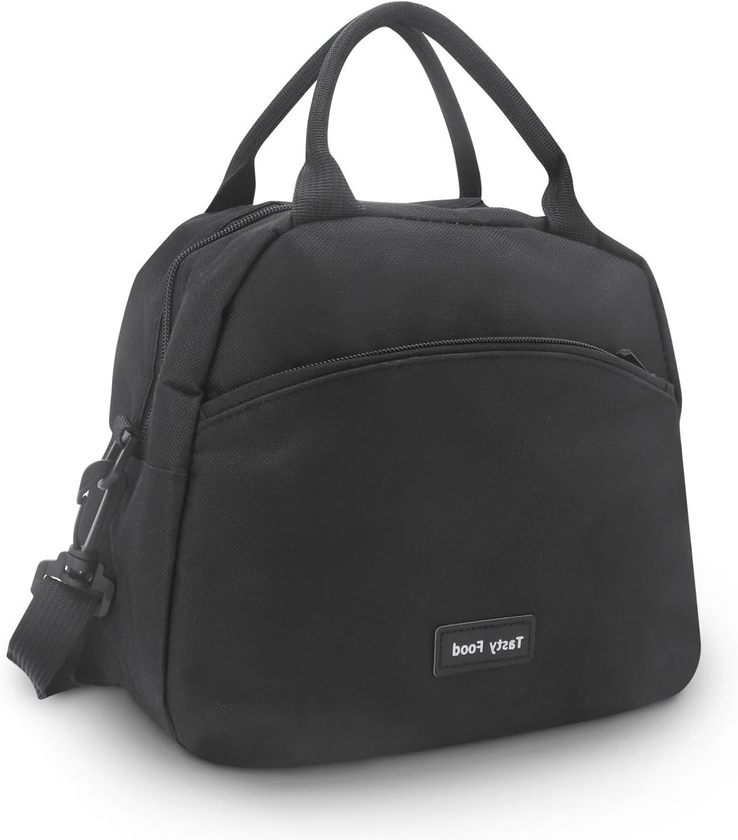 Zwarte lunchtas voor iedereen - Ideaal als picknicktas, werktas, geïsoleerde tas voor kinderen en sporttas, draagbare voedselorganizer