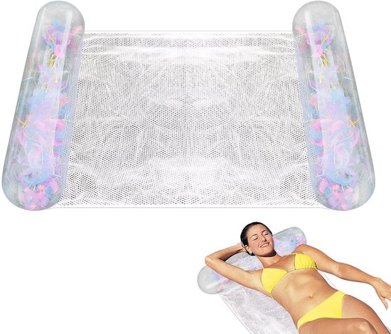 Waterhangmat - Opblaasbare lounge - Ontspannen in water - Mesh zitting - 130 x 70 cm - Blauw — afbeelding 5