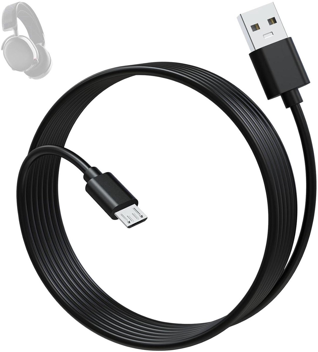 USB Oplaadkabel - Oplaadsnoer Gaming - Headset Opladen - Snelle Laadsnelheid - 15 meter - Zwart