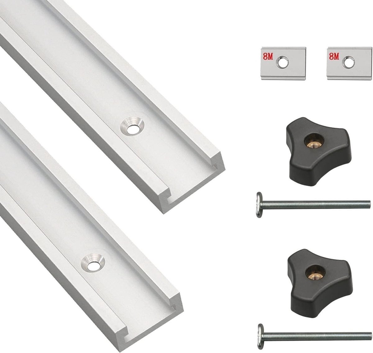 T-Track Sleufreil - Houtbewerking Sleuf - Werkplaatsprojecten - Aluminiumlegering Constructie - 100 cm - Zilverkleurig