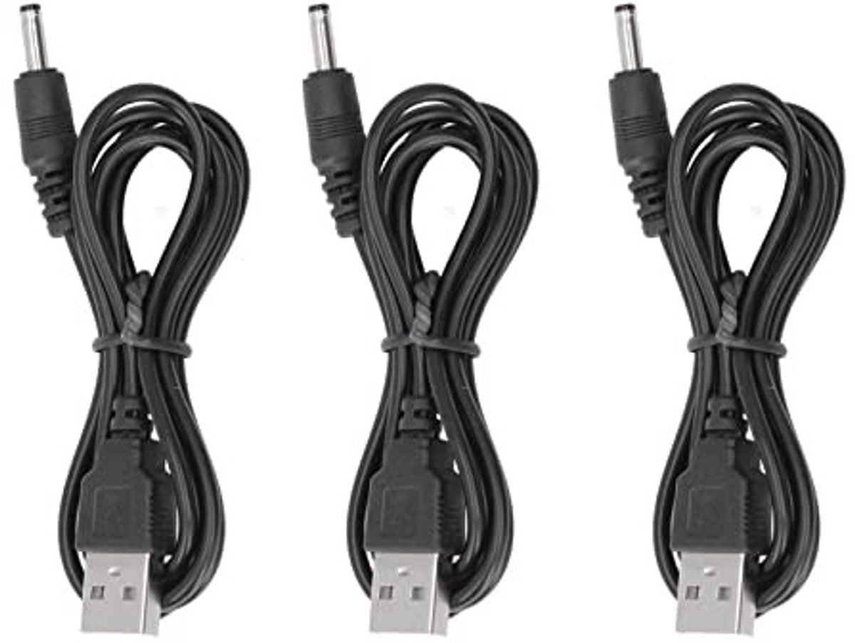 Dailygoody - DC-oplaaddraad - USB-oplaadkabel - Betrouwbaar en praktisch - 3 Stuks - Geschikt voor ventilator en telefoonluidspreker - 5V aansluiting ...