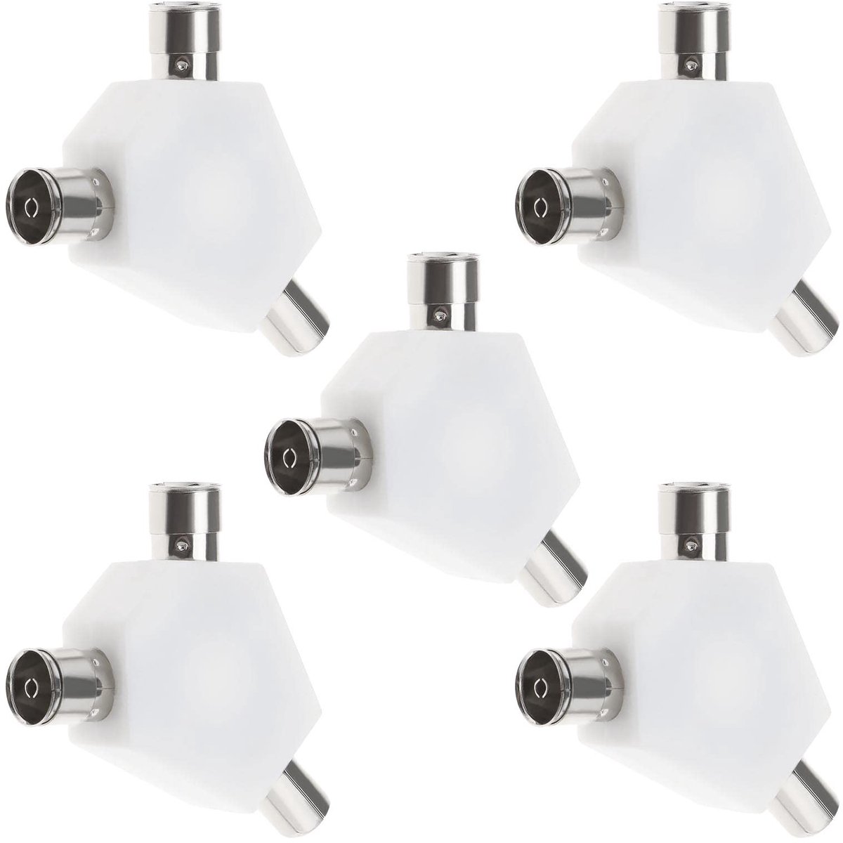 Dailygoody - TV Antenne - Coaxiale Connectoren - 5 Stuks - 9,5 mm - Mannelijke naar Vrouwelijke - Geschikt voor TV's en Video Apparaten - Coaxkabels