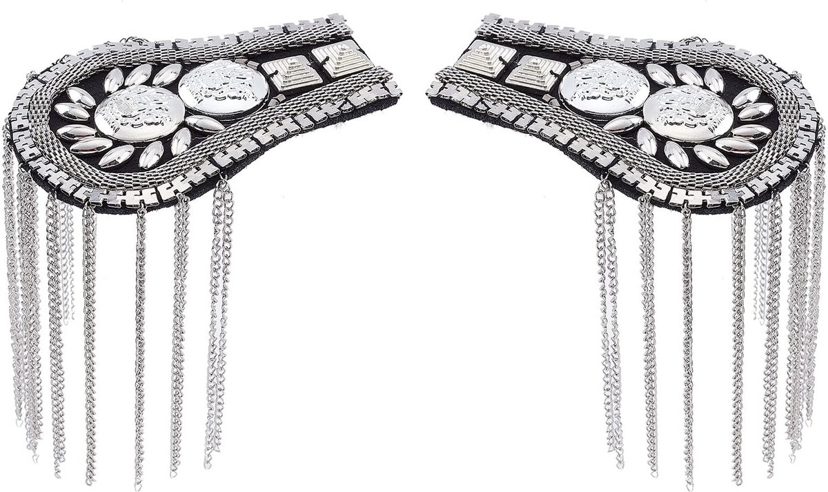 Dailygoody - Schouderstukken - Schoudervullingen - Mode-accessoires - Platina - Franje - Sieraden voor mannen en vrouwen - 2 stuks