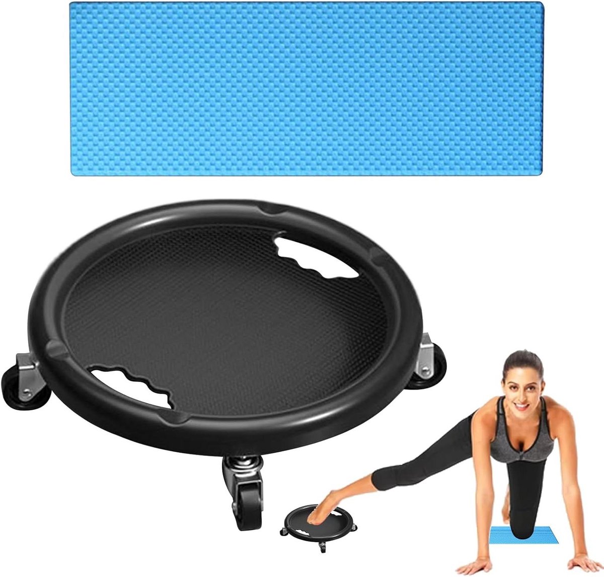 Buikspierwiel - Core trainer - Krachtige training - 360 graden rotatie - 28 x 28 x 8 cm - Zwart