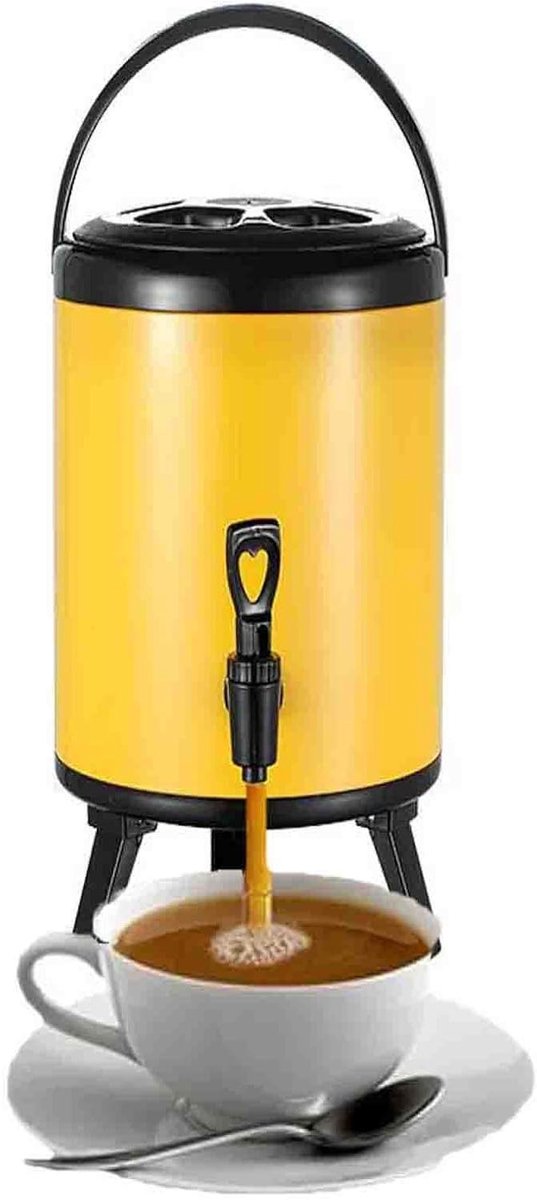 Horeca Urn - Warme Drank Dispenser - Feesten en Buffetten - Geïsoleerde Schuimlaag - 6L tot 12L - Citroen Geel