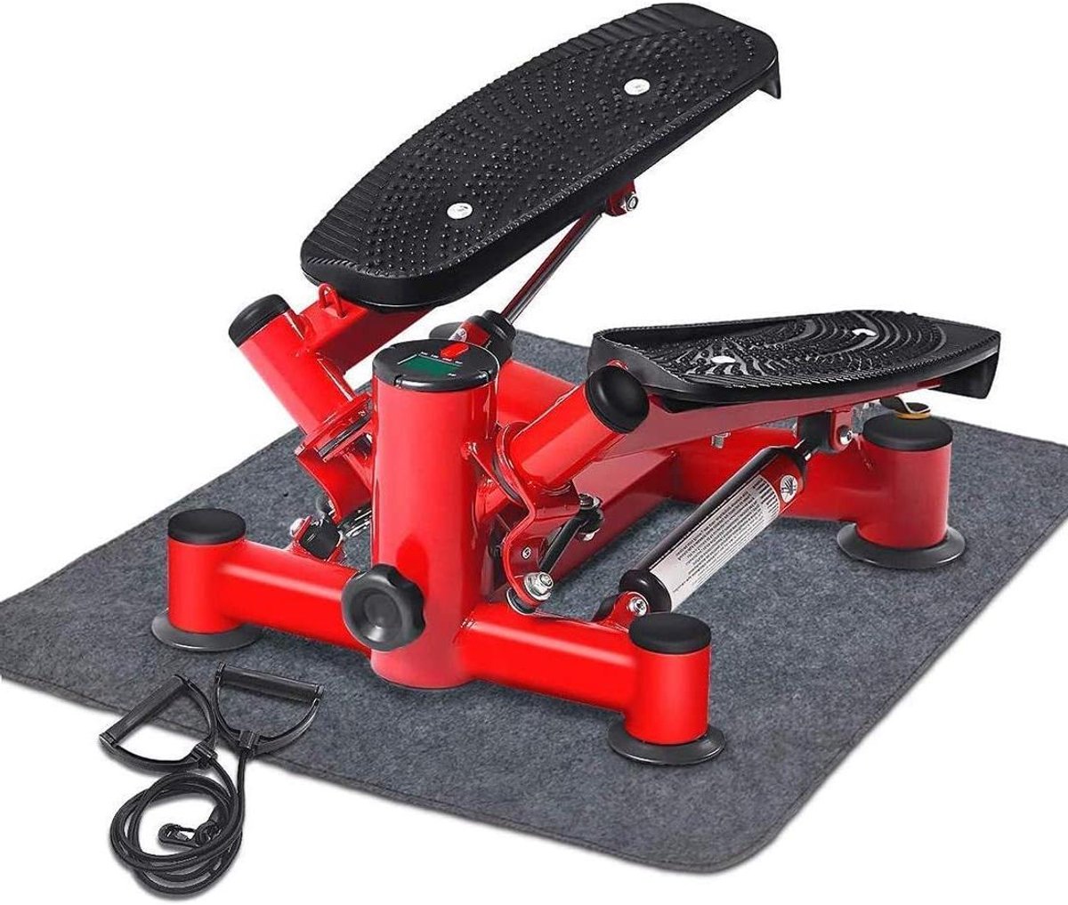 Mini Stepper - Cardio Trainer - Thuis Fitness - Met Weerstandsbanden - 8 kg - Zwart