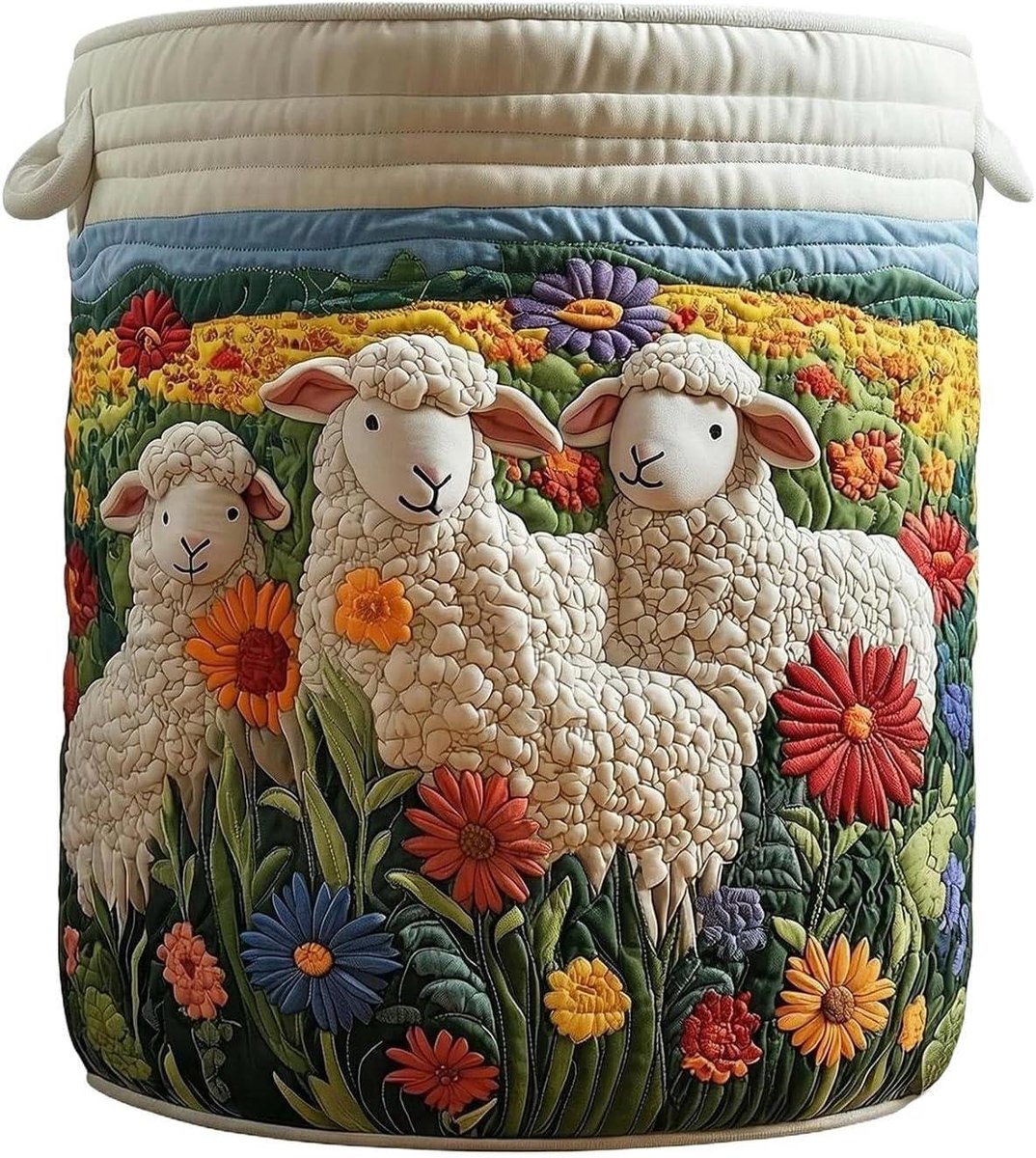 Wasmand - Opbergmand - Vuile Kleding - Gewatteerd Ontwerp - 50x45 cm - Meerkleurig