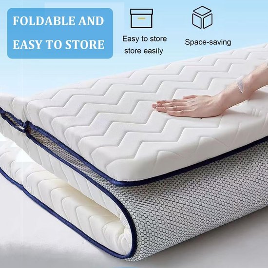 Oprolbare Futonmatras - Slaapmat Kamperen - Gasten Ontvangen - Ademend en Draagbaar - 90 x 200 cm - Wit — afbeelding 5