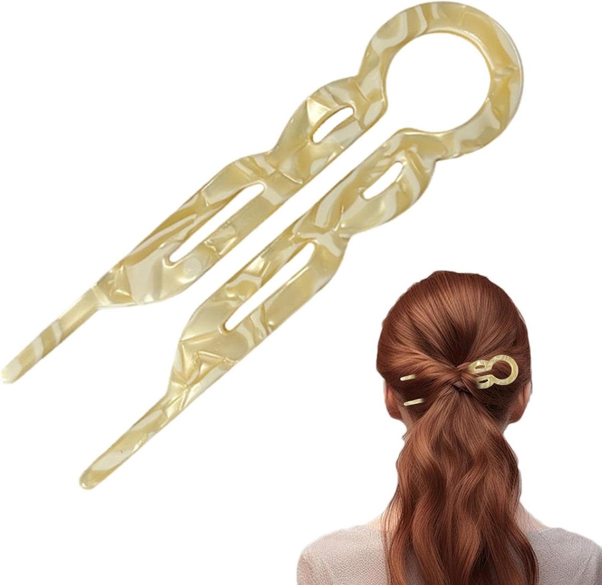 U-vormige haarspelden - Kapsel accessoires - Haarstyling - Onbreekbaar acetaat - 11.5 cm - Bruin