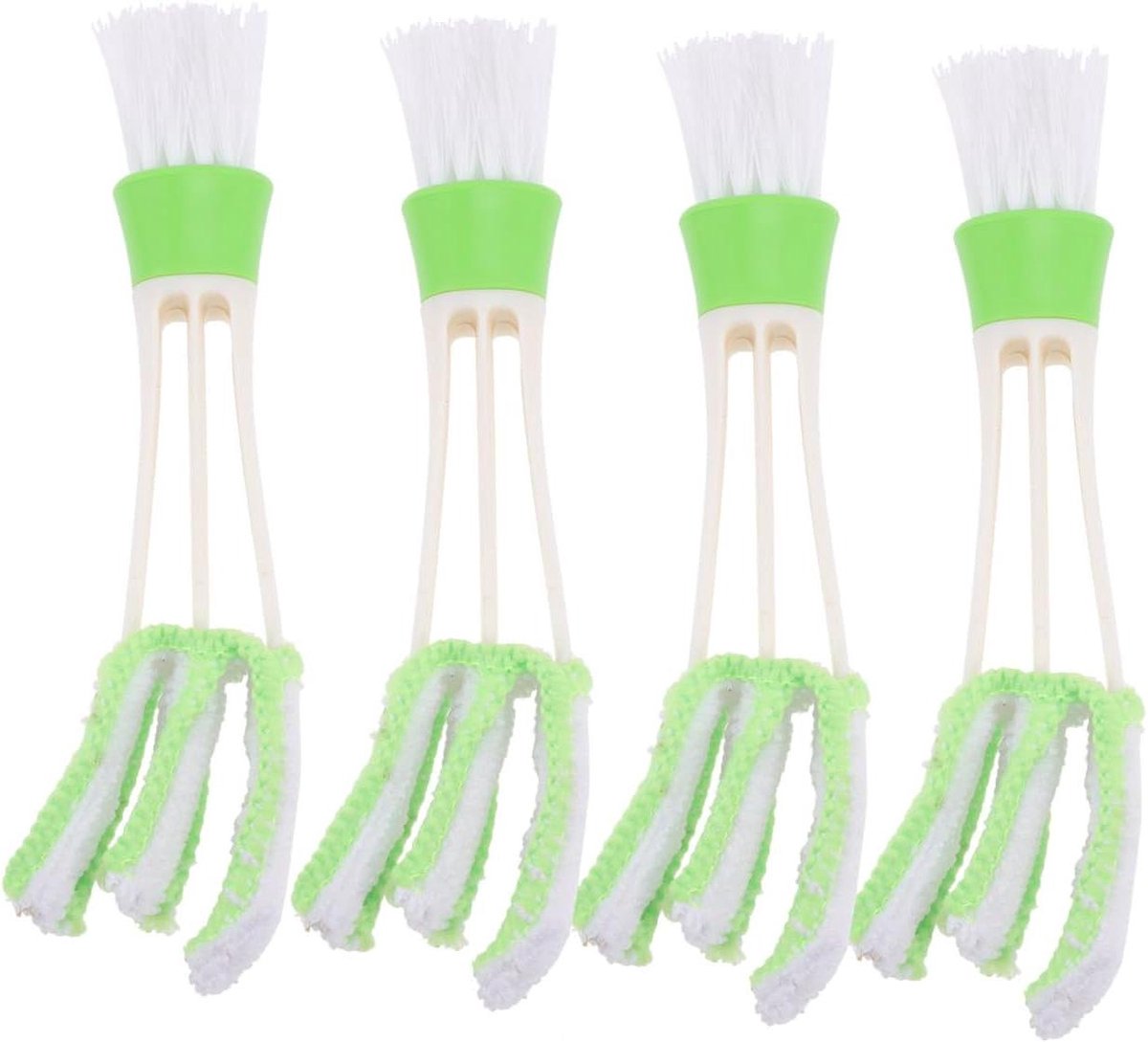 Reinigingsborstel Set - Detailing Borstels - Auto Interieur - Zachte Haren - 4 Stuks - Wit Groen