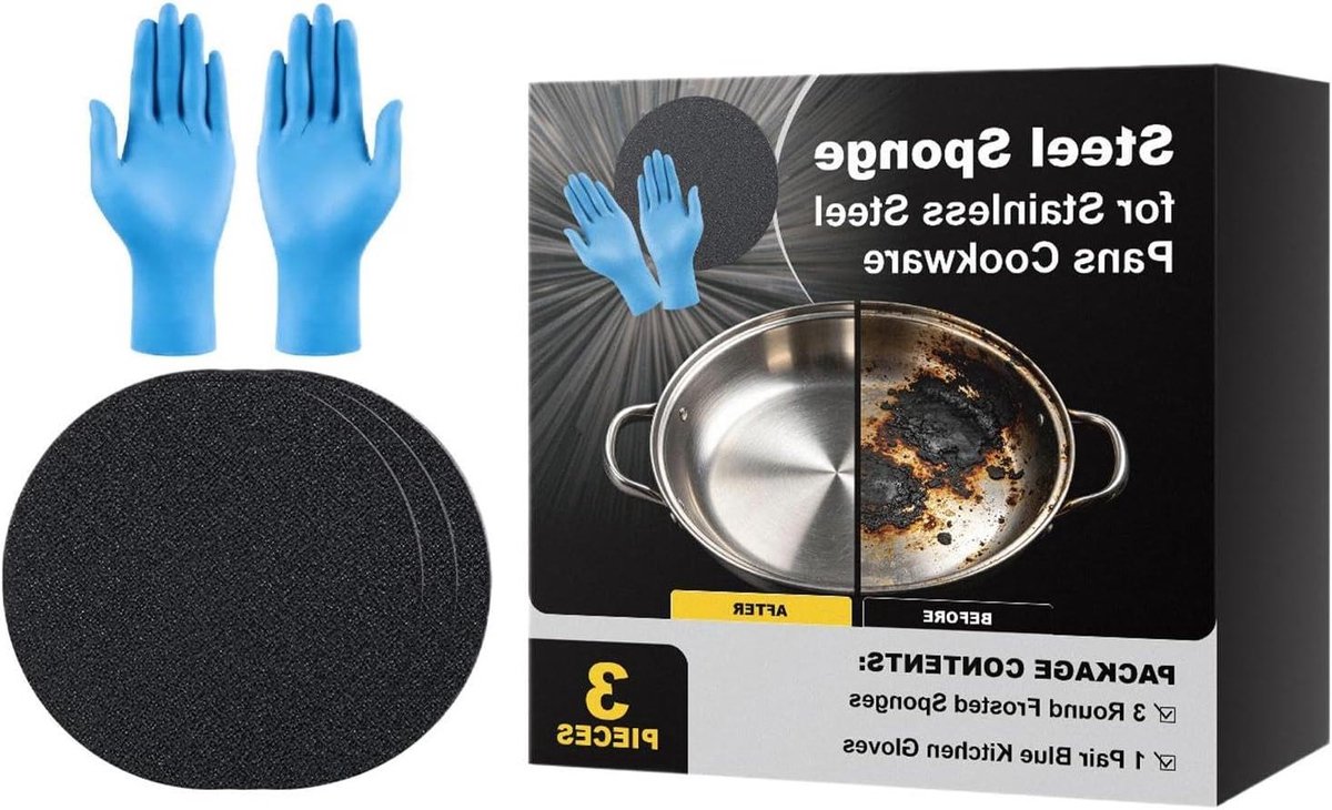 Roestvrijstalen Panreiniger - Kookgerei Schoonmaker - Keuken Schoonmaken - Krasvrije Reiniging - 1 Set - Zilver