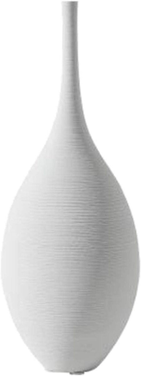 Keramische Bloem Vaas - Moderne Vaas - Woonkamer Decoratie - Handgemaakte Kunst - 25 cm Hoog - Wit