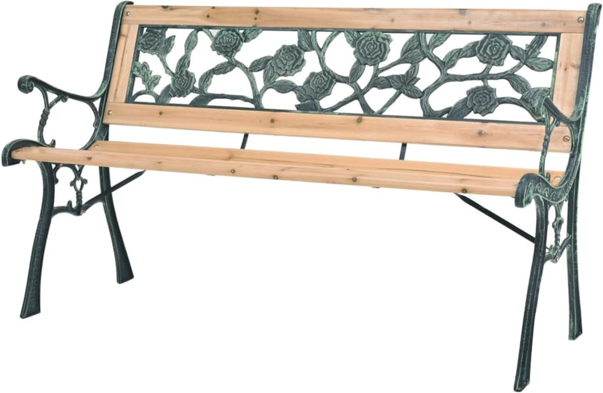 Houten Tuinbank - Buitenbank Parkbank - Ontspannen Buiten - Nostalgisch Design - 122 cm - Bruin
