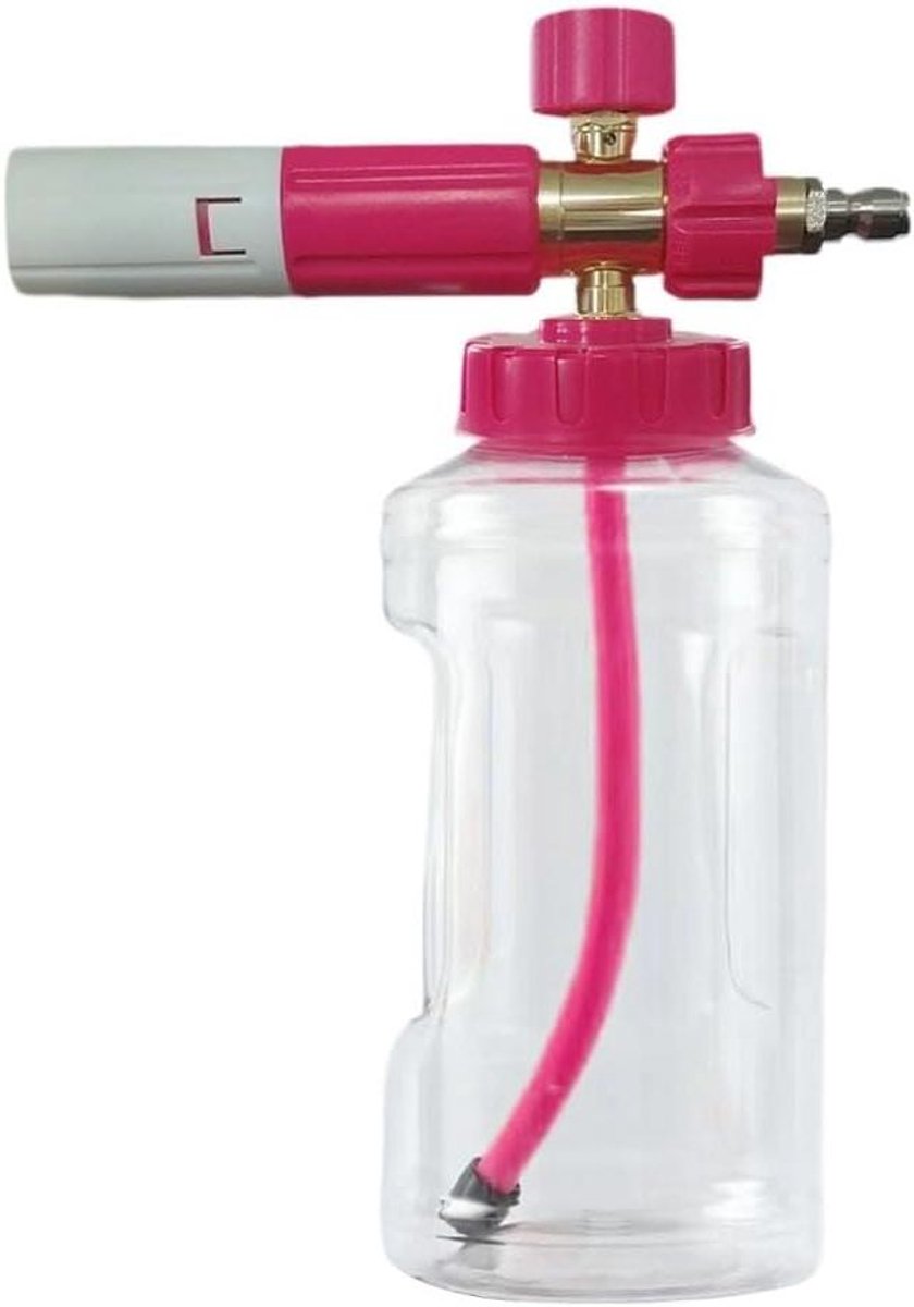 Schuimspuit Opzetstuk - Foam Lance - Auto Reinigen - 360 Graden Rotatie - 1 Liter - Roze Rood