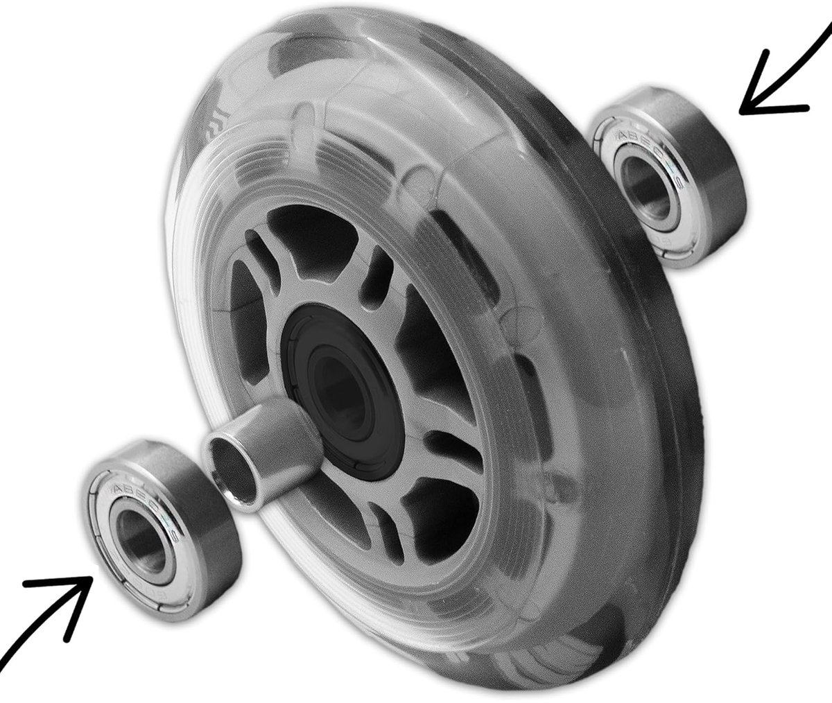 Skeelerwielen set - Inline skate wielen - Vrijetijdsplezier - ABEC 9 kogellagers - 84x24mm - Transparant