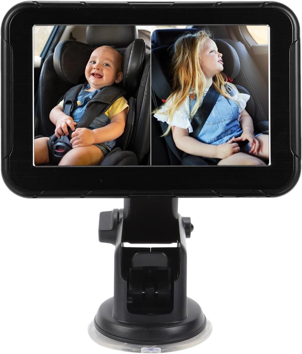 Baby Automonitor - Babycamera Auto - Veilige Autoritten - Dubbele Camera - 5 inch scherm - Zwart