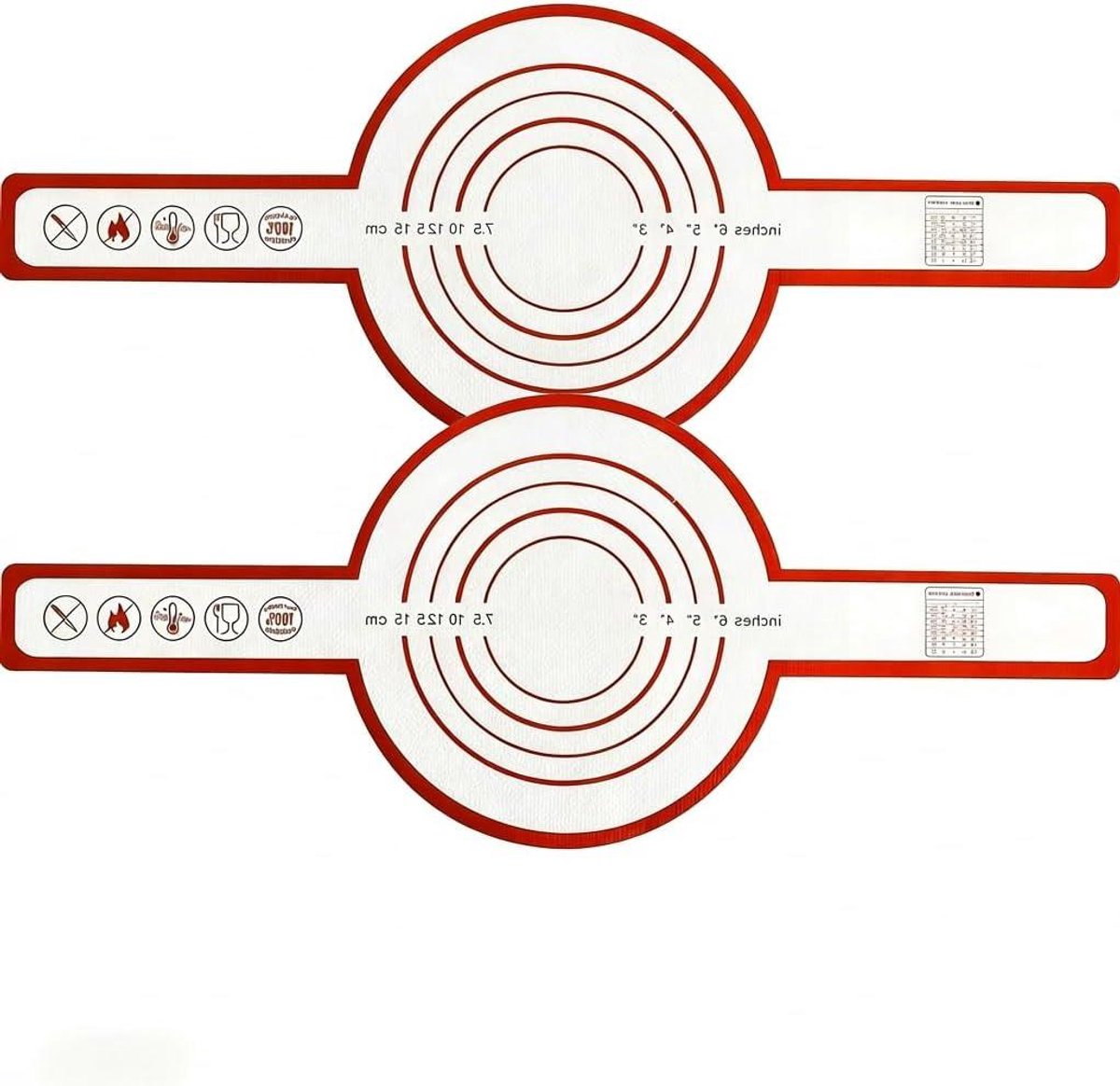 Siliconen bakmat - Broodbakmat - Brood bakken - Met lange handgrepen - 525 x 215 cm - Rood