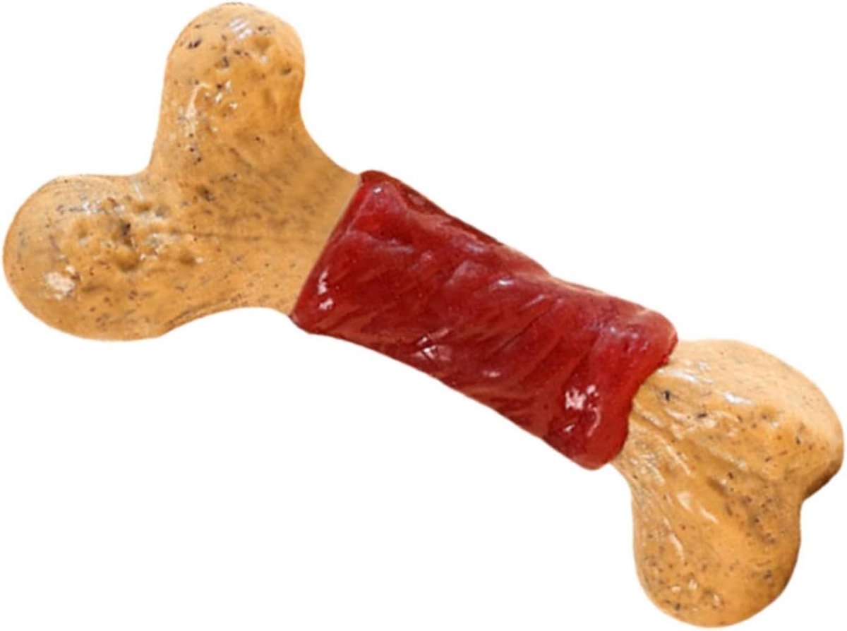 Puppy Kauwspeeltje - Hondentandenspel Bot - Verveling Verlichten - Rundvleesgeur Hondenspeelgoed - 13 x 5 x 2.5 cm - Wit
