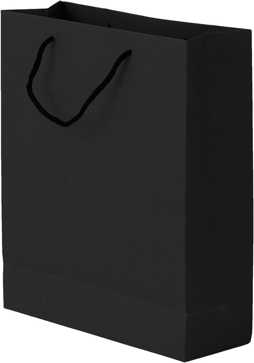 Set van 10 Versterkte Papieren Tassen met Handvat, Cadeautassen, Kraft Papieren Tassen voor Voedsel en Winkelen, Zwart, 28 cm