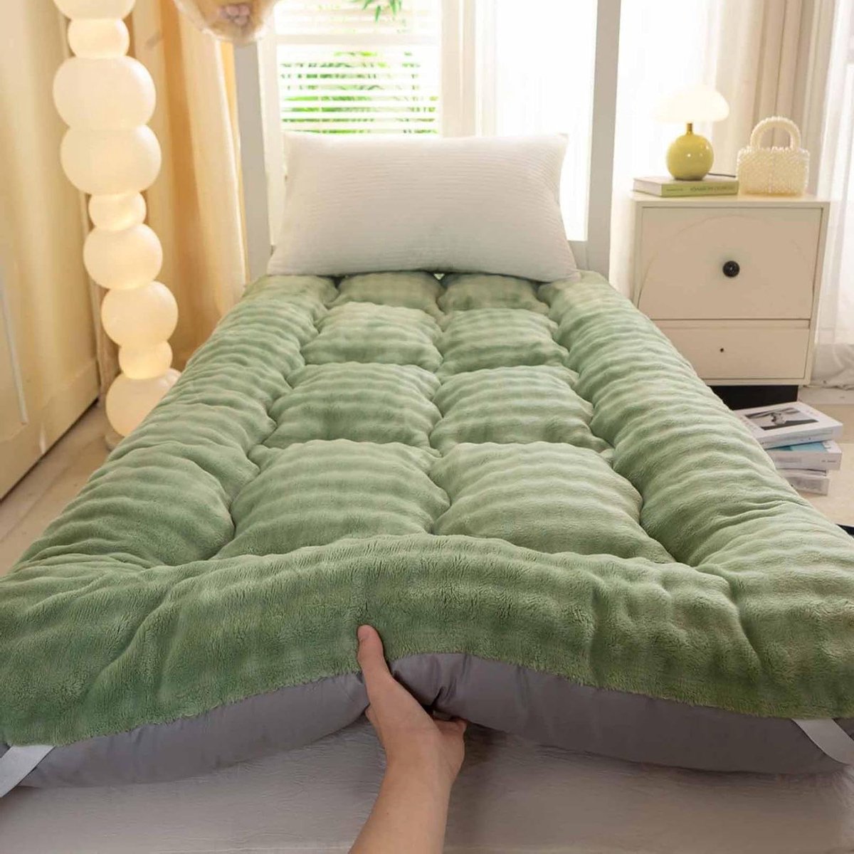 Japanse Vloermatras - Futonmatras Tatami - Comfortabel Slapen - Inclusief Opbergtas - 200x220cm - Groen