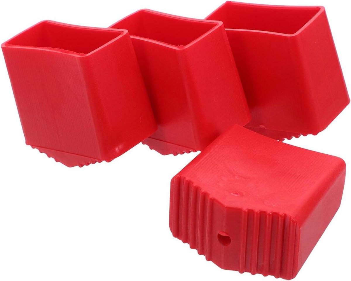 Ladderpoot Vloerbeschermers - Laddervoetdoppen Antislip - Ladder Stabiliseren - Geïsoleerd Rubber - 4.7x4.5x2.5cm - Rood