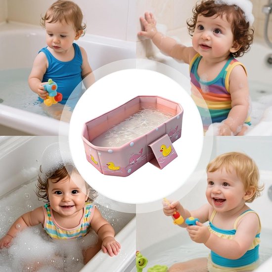 Babybadje - Opklapbaar bad - Veilig baden - Anti-kantel stabiliteit - 78x41x21cm - Wit — afbeelding 4