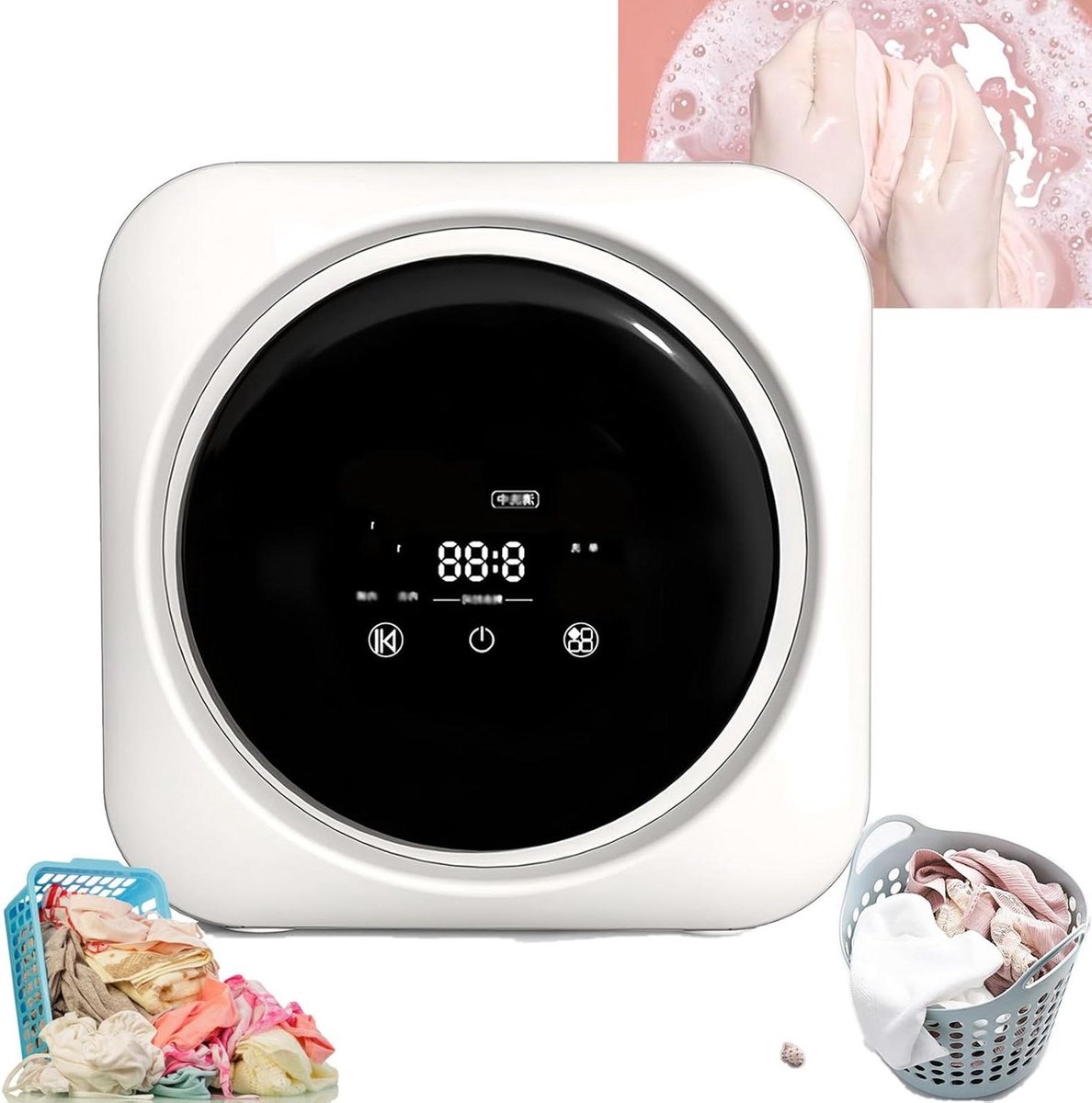 Mini Wasmachine Compacte Wasmachine Droger Ondergoed Wassen Automatische Waterinlaat 3.5L Wit