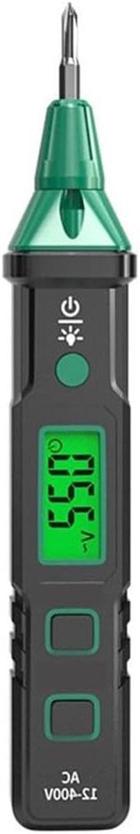 Digitale Spanningsmeter - Spanningstester Pen - Elektrische Controle - Geluids- en Lichtsignalen - 12-400V AC - Zwart