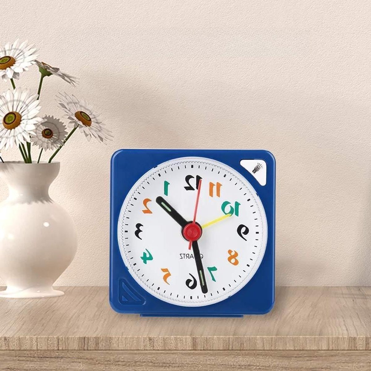 Mini Reiswekker - Draagbare Klok Snooze - Wakker Worden - Batterij Aangedreven - 6x3 cm - Blauw