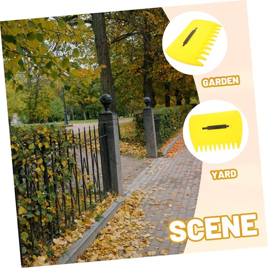 Handbladharken Set - Bladgrijpers - Tuin Opruimen - Gekarteld Tandenontwerp - 27x27x3 cm - Geel — afbeelding 2