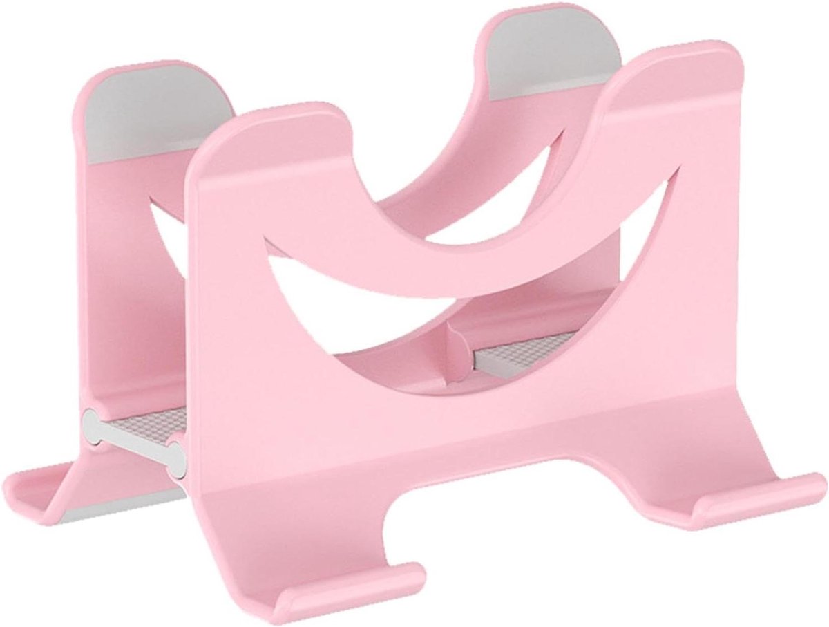 Laptopstandaard Bureau - Verticale Houder - Werkplek Organiseren - Verbeterde Luchtstroom - Compact Ontwerp - Roze