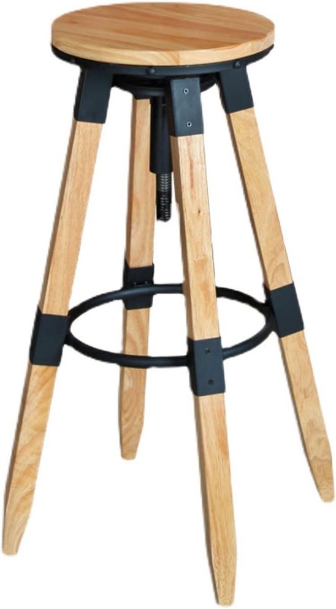 Barkruk - Barstoel Keuken - Comfortabel Zitten - Verstelbaar Hoogte - 39x83cm - Zwart