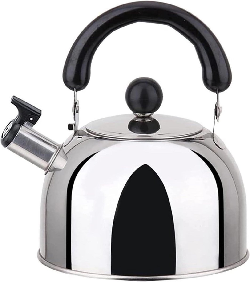 Waterkoker Roestvrij Staal - Theeketel Fluitend - Water Koken - Universele Compatibiliteit - 1 Liter - Zilver