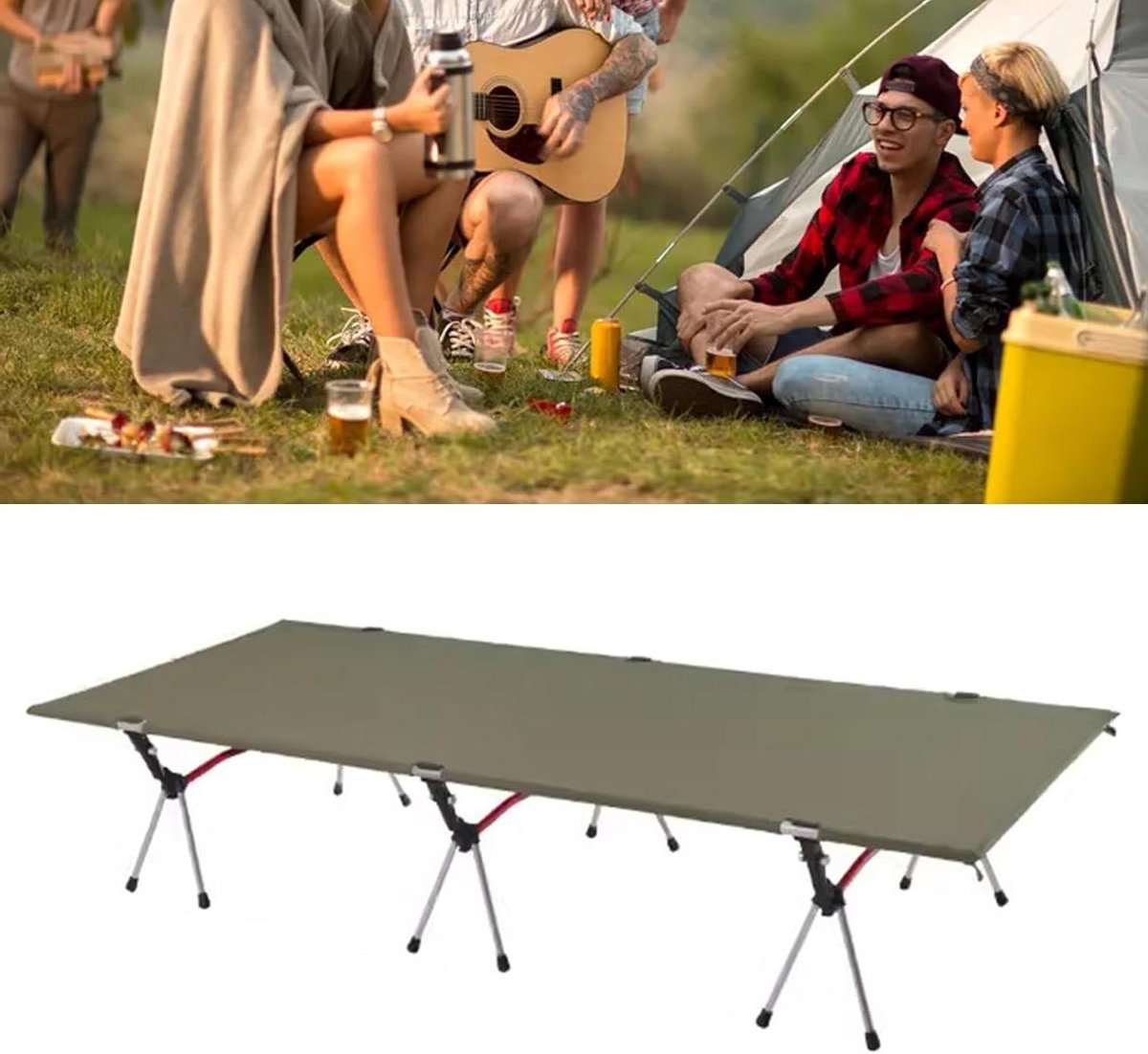 Camping Wieg - Opvouwbaar Bed - Buiten Rusten - Duurzame X-structuur - 300 lbs Draagvermogen - Groen