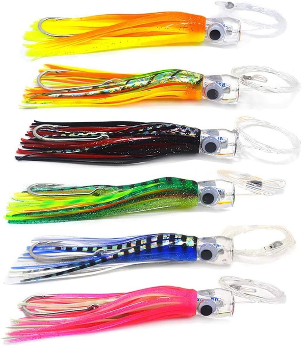 6Pcs Rigged Trolling Bait Marlin Tuna Mahi Dolphin Durado Wahoo Octopus Skirted Fishing Bait