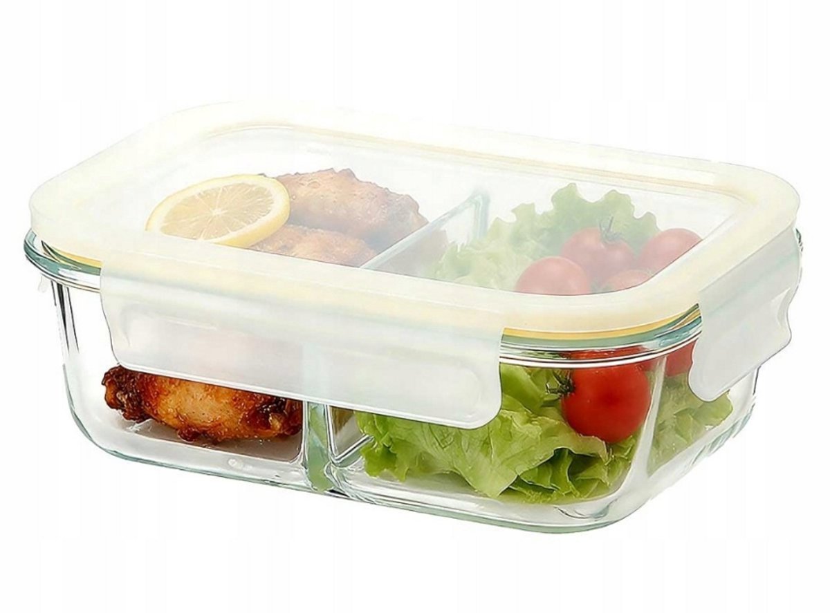 Brunbeste Glazen Lunchbox 1300 ml – Lekvrije Meal Prep Bewaardoos met Verdeling