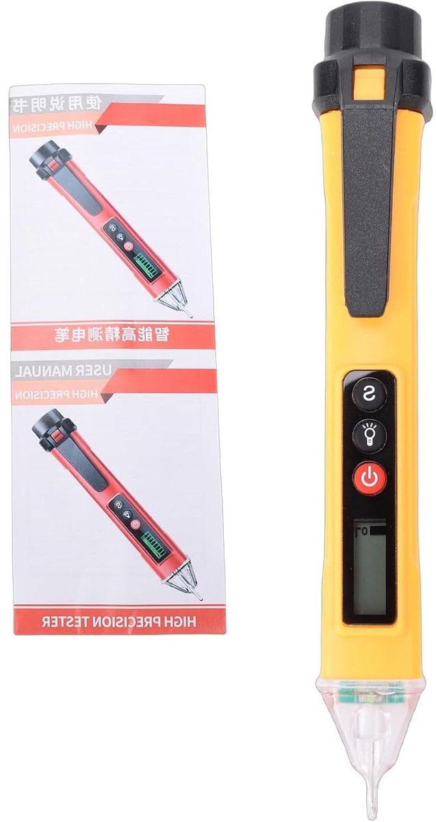 Spanningstester - Spanningsdetector - Elektra Controleren - Contactloos Meten - 12-1000V AC - Geel