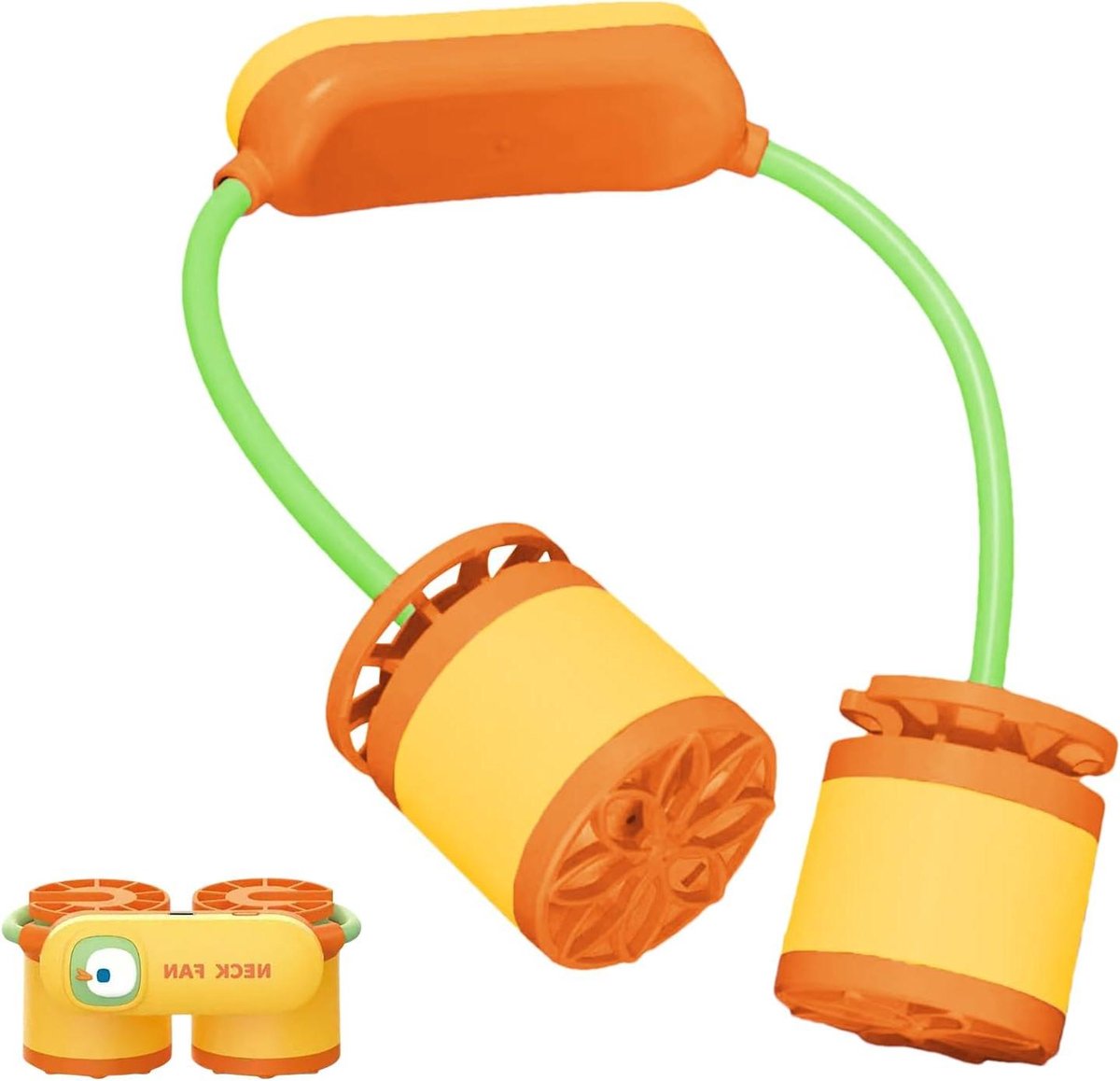 Persoonlijke Nek Ventilator - Ophangbare Bladeloze Fan - Persoonlijke Verkoeling - Dubbele Luchtstroom - 1200 mAh Batterij - Geel