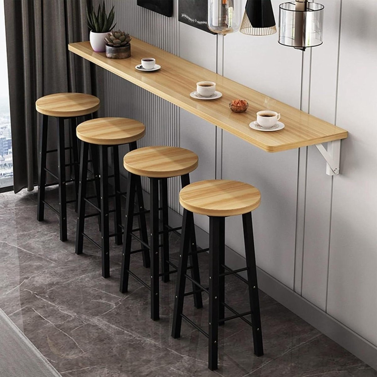 Wandtafel Inklapbaar - Eettafel Keuken - Ruimte Besparen - Rechthoekig Ontwerp - Smal - Wit